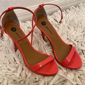 Coral open toe heels